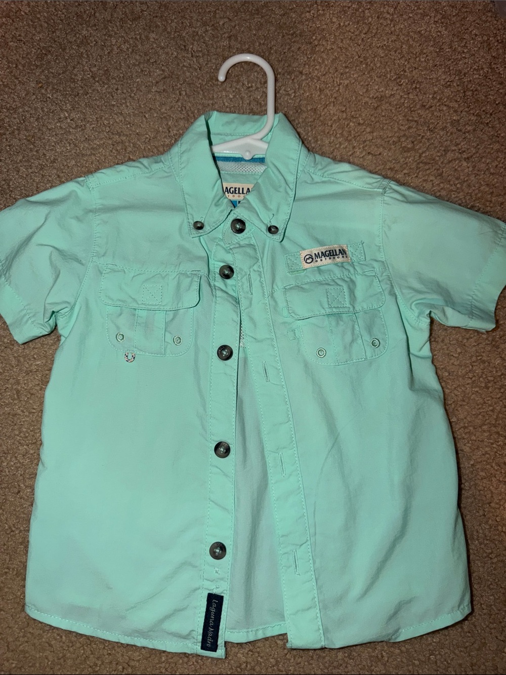 Magellan Outdoors Light Mint Green Short-Sleeve Button-Down Shirt